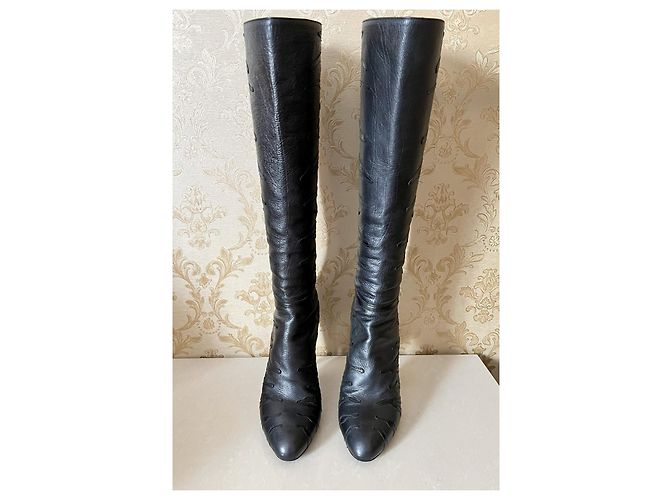 Botas Prada de cuero negro - vista 4