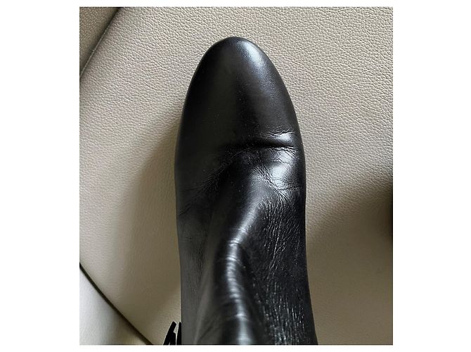 Autre Marque Stiefel oder schwarze Lederstiefeletten Größe 37,5 mit Knöchelriemen und Quaste. - Ansicht 13