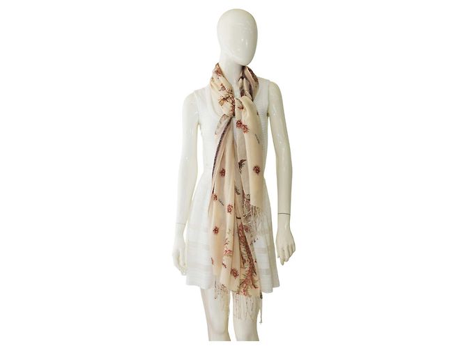 Sciarpa Roberto Cavalli Lunga Rettangolare Bianca Floreale Multicolore - vista 5