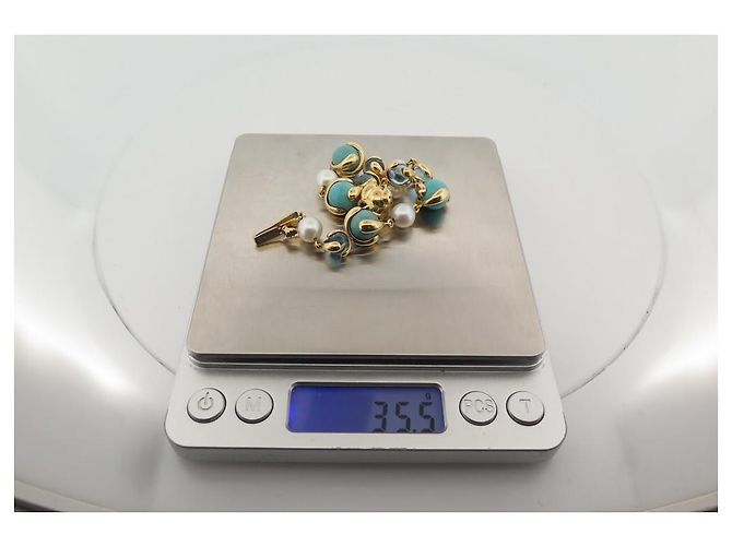 BRACCIALE MARINA B GIMBA IN ORO GIALLO 18PIETRE K E TURCHESE 20 cinturino cm Blu - vista 11