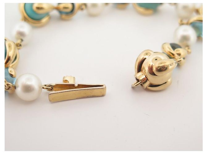 BRACCIALE MARINA B GIMBA IN ORO GIALLO 18PIETRE K E TURCHESE 20 cinturino cm Blu - vista 6