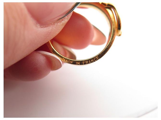 Ring Hermès ANEL DE LENÇO HERMES ANEL DE LENÇO DE OURO COM FIVELA DE CINTO DE METAL OURO Dourado - vista 5