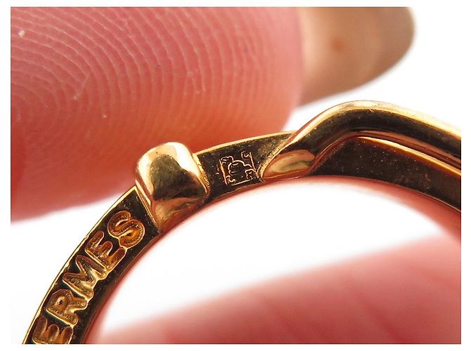 Ring Hermès ANEL DE LENÇO HERMES ANEL DE LENÇO DE OURO COM FIVELA DE CINTO DE METAL OURO Dourado - vista 7