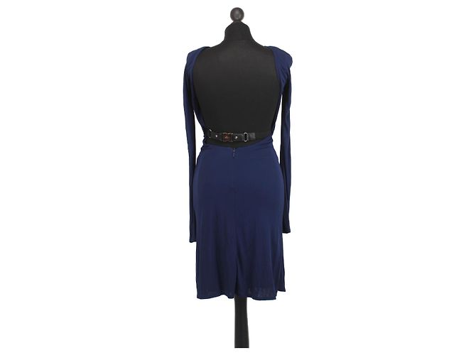 Abito Gucci blu navy in viscosa a maniche lunghe - vista 2