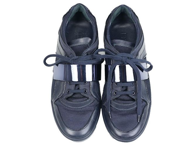 Sneakers Christian Dior in pelle blu navy - vista 2