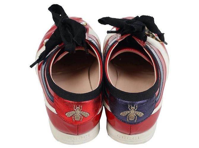 Gucci Ace Lackleder Sneaker rot mit Kristall Biene - Ansicht 3