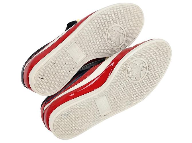 Gucci Ace Lackleder Sneaker rot mit Kristall Biene - Ansicht 4