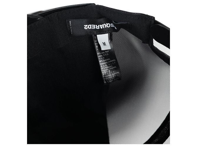 Cappellino Dsquared2 Nero in Cashmere e Pelle - vista 3