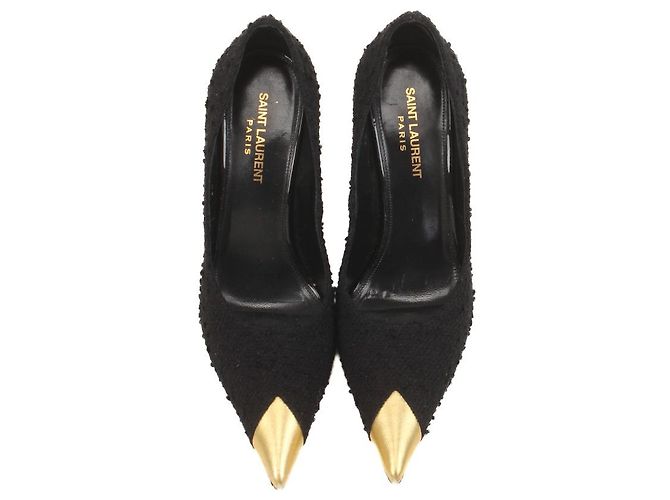 Escarpins Saint Laurent noirs en tissu 9cm - vue 2