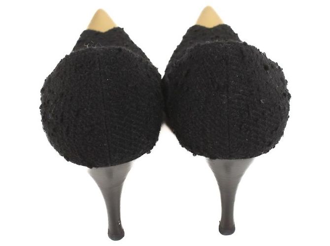 Escarpins Saint Laurent noirs en tissu 9cm - vue 3