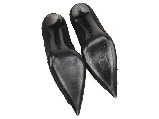 Escarpins Saint Laurent noirs en tissu 9cm - vue 4