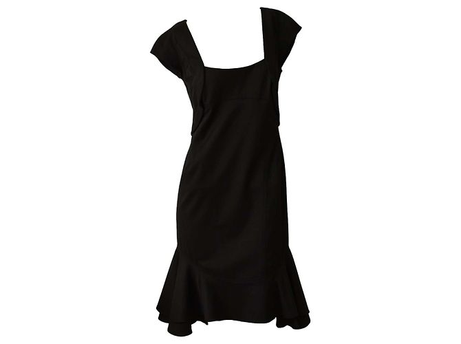 Vestido midi de algodón negro con volantes Zac Posen - vista 3