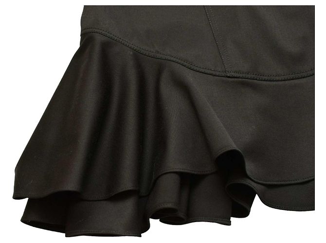 Vestido midi de algodón negro con volantes Zac Posen - vista 7