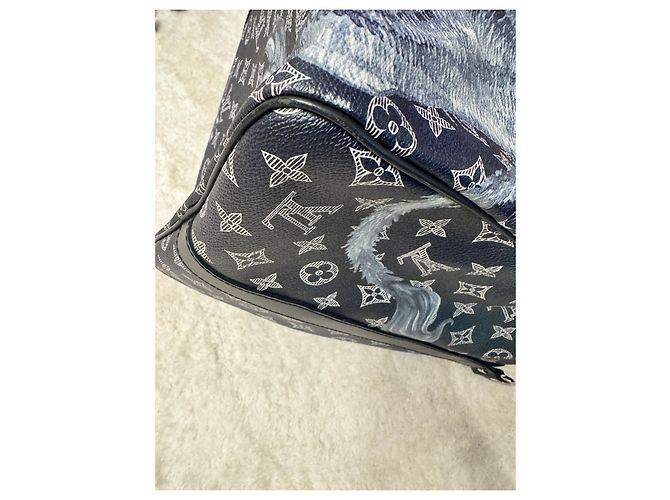 Abbesses Louis Vuitton Keepall 55 Safari Blu navy - vista 10