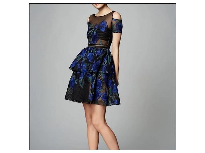 Marchesa Illusion-Halskette-Kleid mit Blumenmuster Mehrfarben - Ansicht 3
