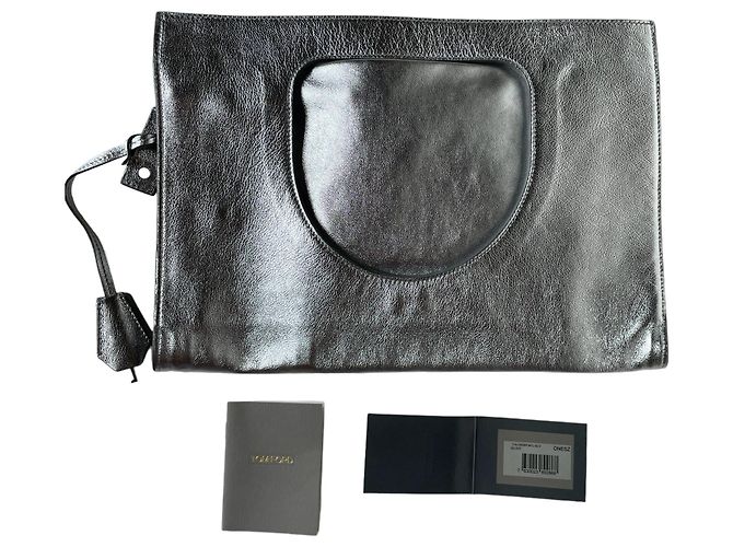 Borsa a tracolla Tom Ford Alix in pelle argento - vista 12