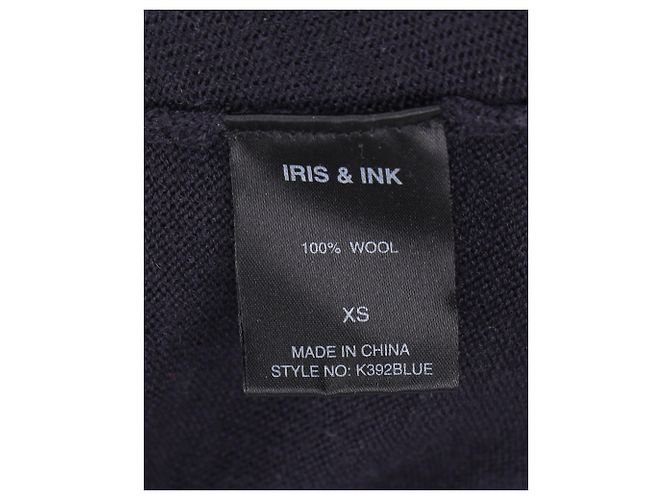Suéter Iris & Ink com gola alta em lã azul marinho - vista 4