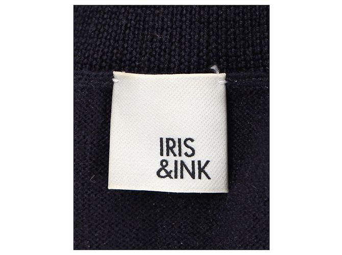 Suéter Iris & Ink com gola alta em lã azul marinho - vista 5