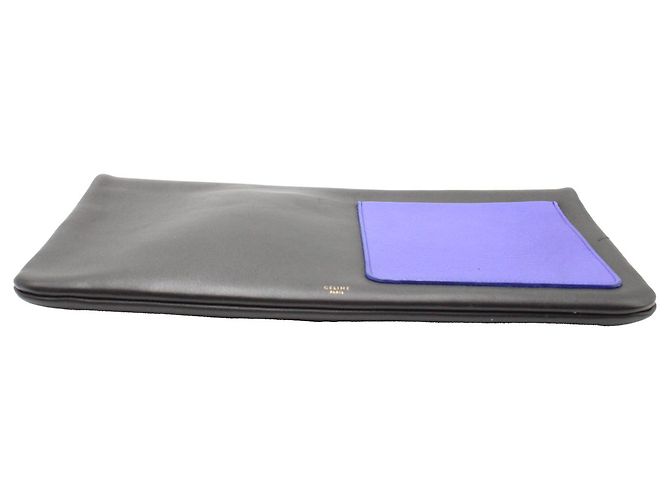 Céline Clutch Celine plegable en cuero negro y morado - vista 12
