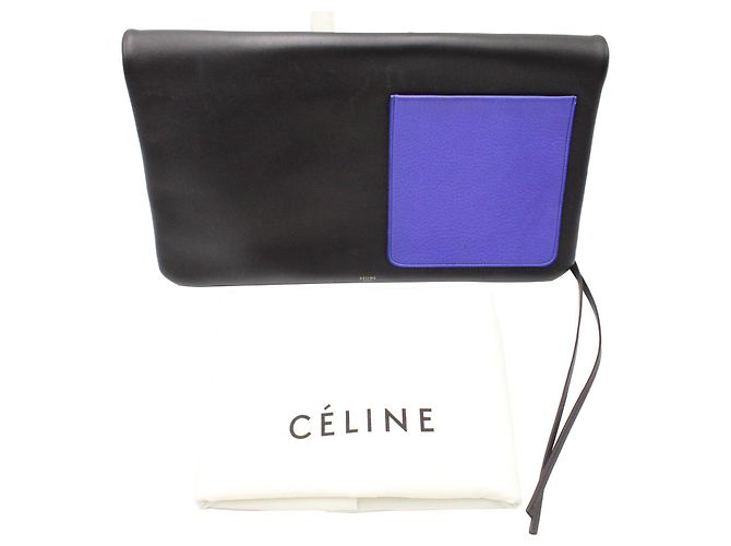 Céline Clutch Celine plegable en cuero negro y morado - vista 5