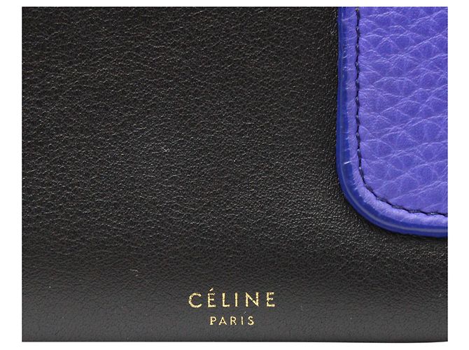 Céline Clutch Celine plegable en cuero negro y morado - vista 6
