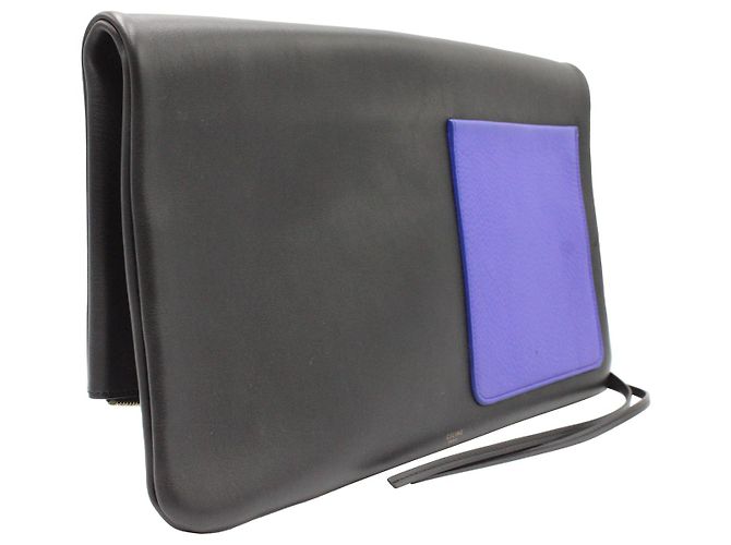 Céline Clutch Celine plegable en cuero negro y morado - vista 9