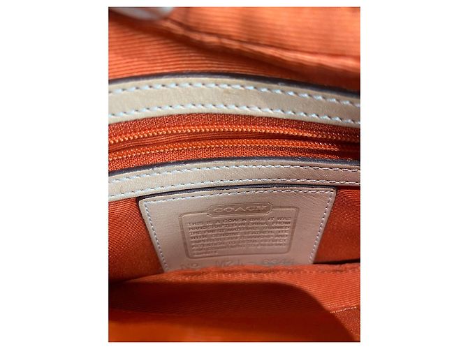 Borsa Coach in pelle e tessuto ricamato con monogrammi Beige - vista 7
