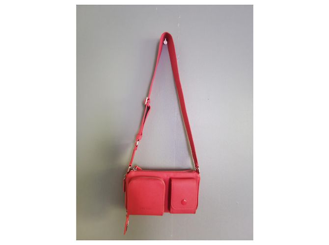 Borsa a tracolla Kenzo in pelle rosa corallo e jacquard Nero Bianco - vista 4
