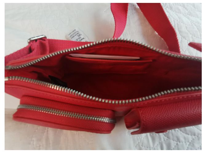 Borsa a tracolla Kenzo in pelle rosa corallo e jacquard Nero Bianco - vista 9