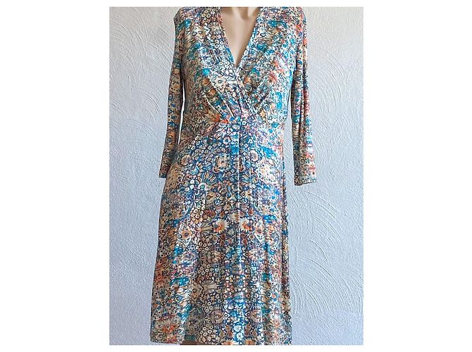 Autre Marque PERUVIAN CONNECTION Abito a portafoglio in jersey multicolore M Crema Blu scuro - vista 2