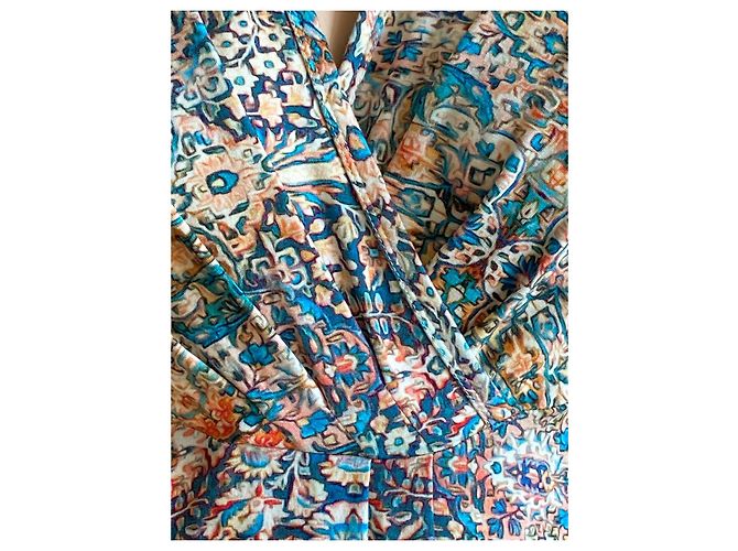 Autre Marque PERUVIAN CONNECTION Abito a portafoglio in jersey multicolore M Crema Blu scuro - vista 3