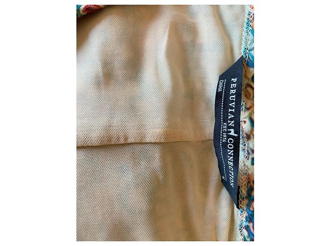 Autre Marque PERUVIAN CONNECTION Abito a portafoglio in jersey multicolore M Crema Blu scuro - vista 4