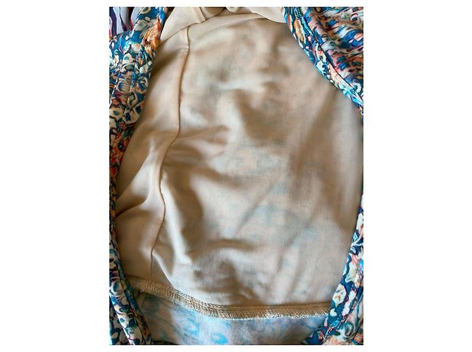 Autre Marque PERUVIAN CONNECTION Abito a portafoglio in jersey multicolore M Crema Blu scuro - vista 5
