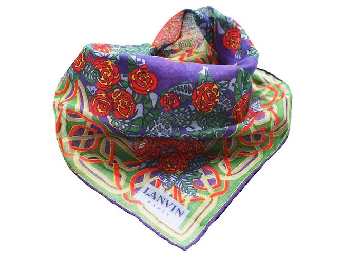 Lenço quadrado de algodão Lanvin floral multicolorido Multicor - vista 4
