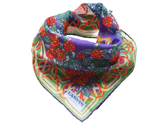 Lenço quadrado de algodão Lanvin floral multicolorido Multicor - vista 5