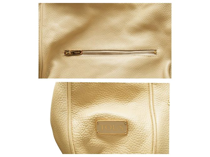 Autre Marque Borsa tote Tous in pelle beige con ricamo patchwork orso - vista 10