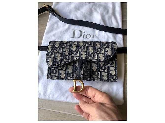 Pochette cintura Saddle Dior Oblique blu jacquard - vista 2
