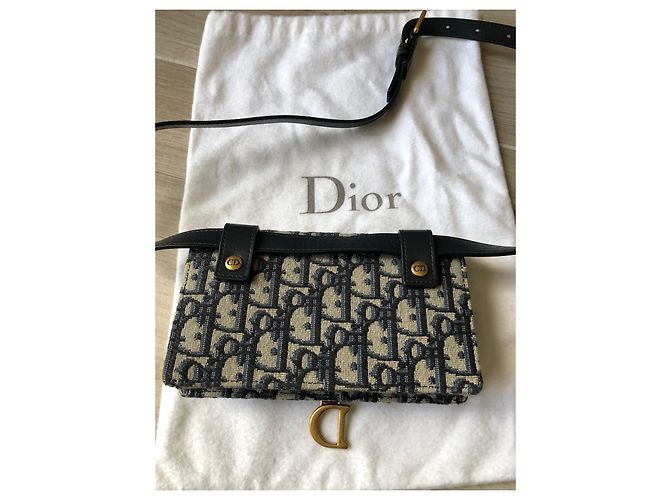 Pochette cintura Saddle Dior Oblique blu jacquard - vista 7
