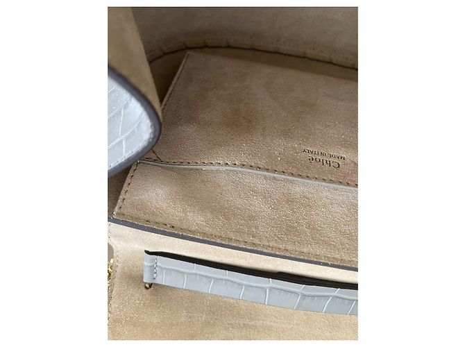 Chloé Drew Borsa a Tracolla Grigia Effetto Coccodrillo Grigio - vista 5