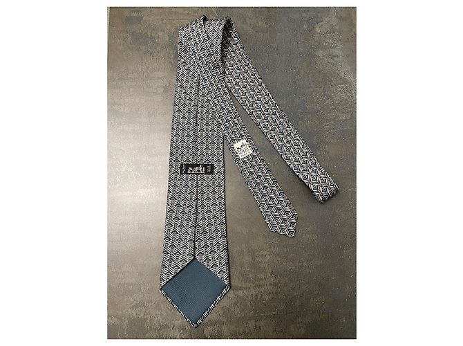 Hermès Gravatas Azul Bege - vista 2