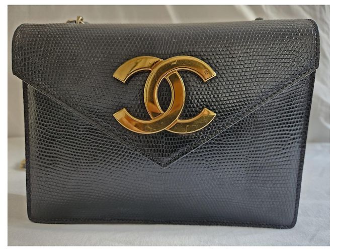 Trendy CC Borsa a tracolla Chanel CC in pelle di lucertola nera Nero - vista 7