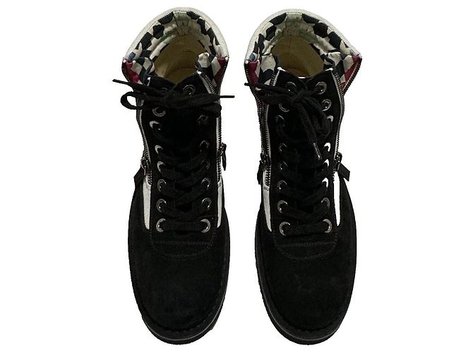 Botas de combate Chanel de ante y lona negro - vista 17