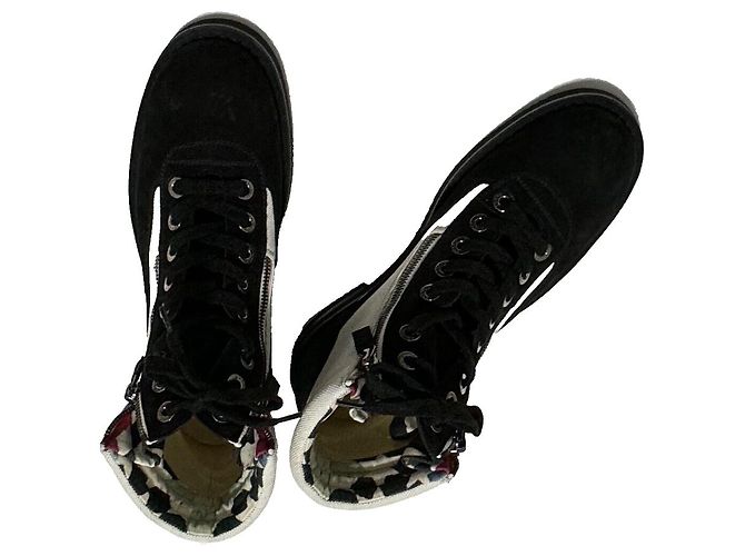 Botas de combate Chanel de ante y lona negro - vista 19