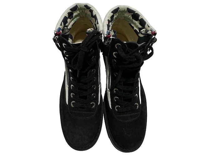 Botas de combate Chanel de ante y lona negro - vista 2