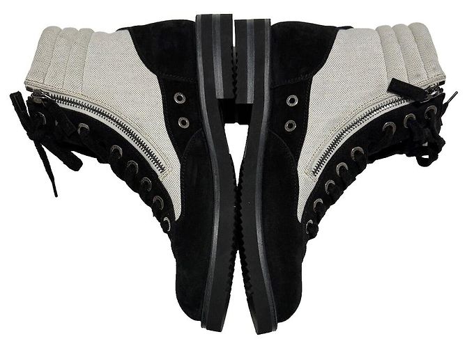 Botas de combate Chanel de ante y lona negro - vista 5