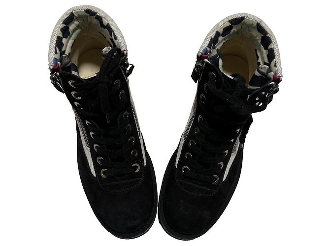 Botas de combate Chanel de ante y lona negro - vista 7