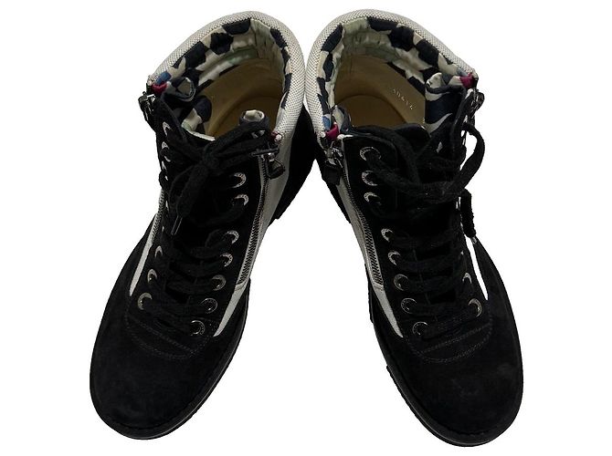 Botas de combate Chanel de ante y lona negro - vista 8