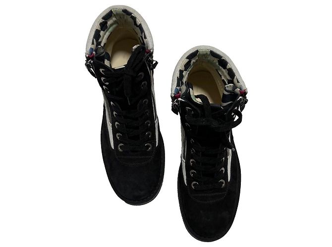 Botas de combate Chanel de ante y lona negro - vista 9