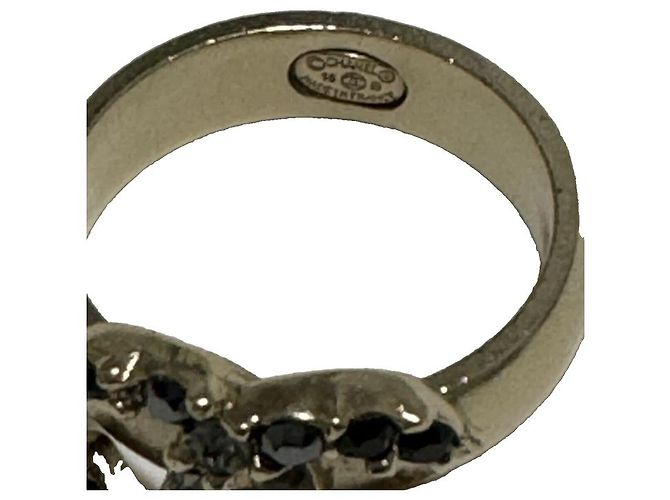 Anillo Chanel CC Strass Negros Dorado Gold hardware - vista 11