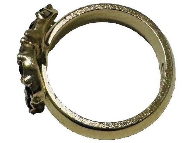 Anillo Chanel CC Strass Negros Dorado Gold hardware - vista 15
